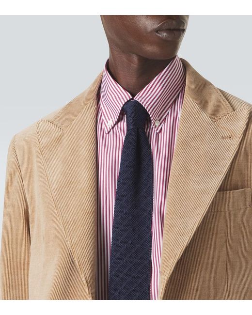 Brunello Cucinelli Blue Silk Tie for men