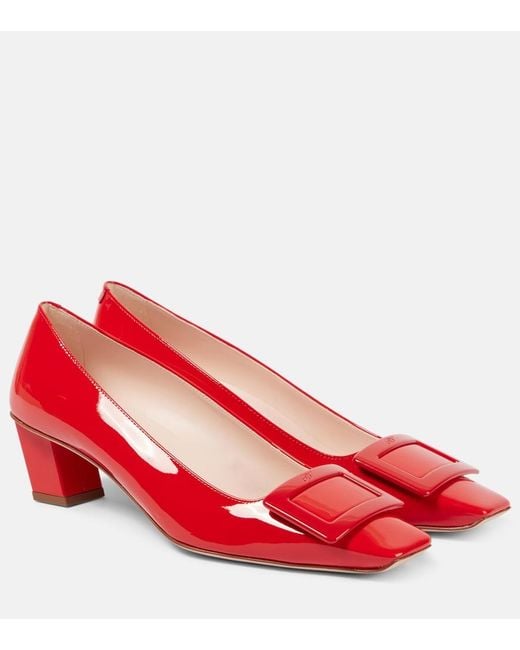 Roger Vivier Red Belle Vivier 45 Patent Leather Slingback Pumps