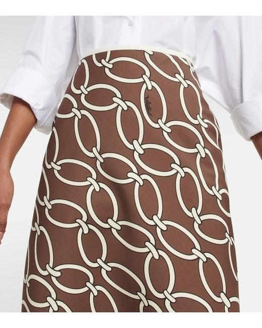 Valentino Natural Chain-Print Maxi Skirt
