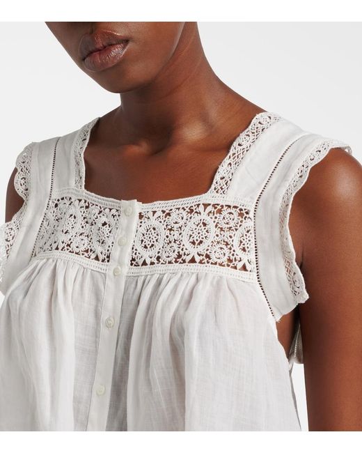 Citizens of Humanity White Mia Lace-Trimmed Top