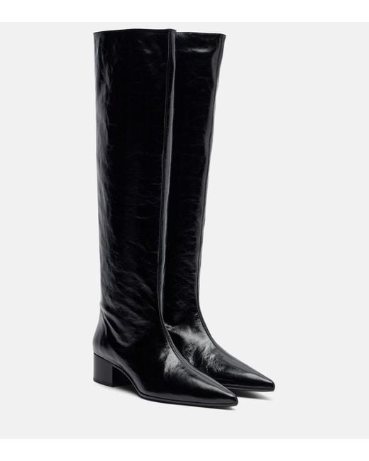 Khaite Black Andee 40 Leather Knee-High Boots
