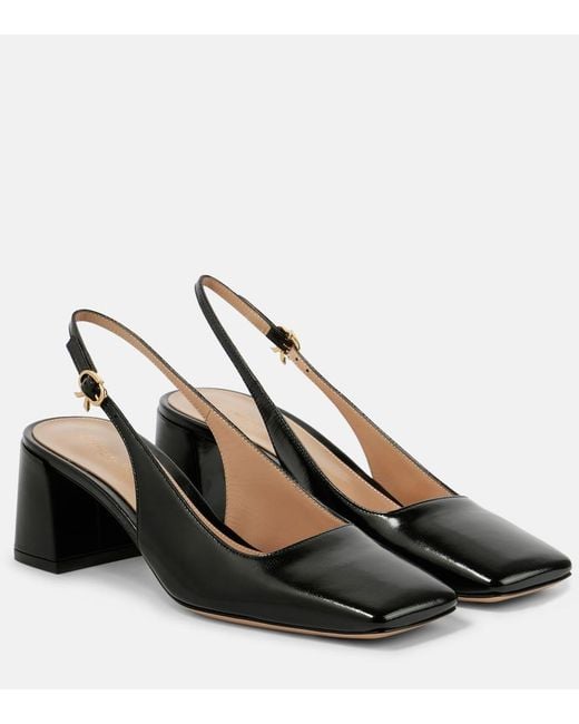Gianvito Rossi Black Freeda Leather Slingback Pumps