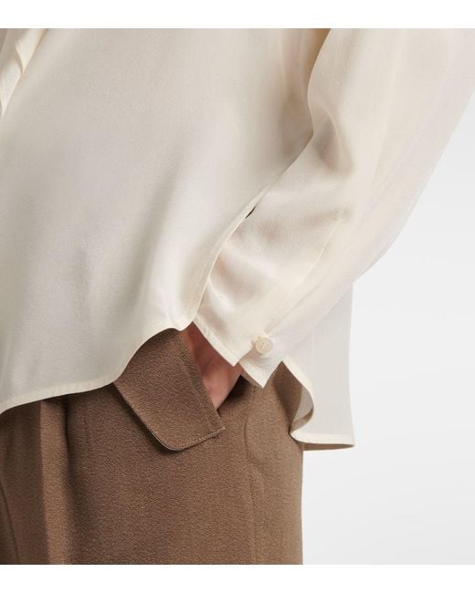 Victoria Beckham Natural Ruffled Silk Blouse