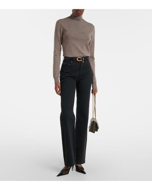 Saint Laurent Brown Cashmere Turtleneck Sweater