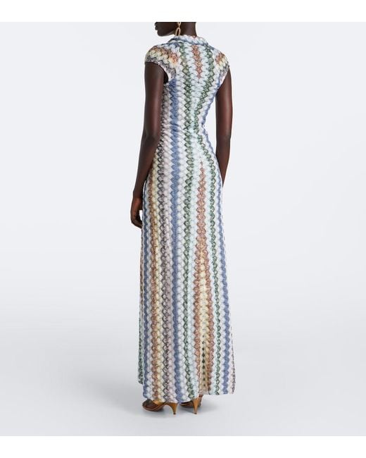 Missoni White Lame Gathered Maxi Dress