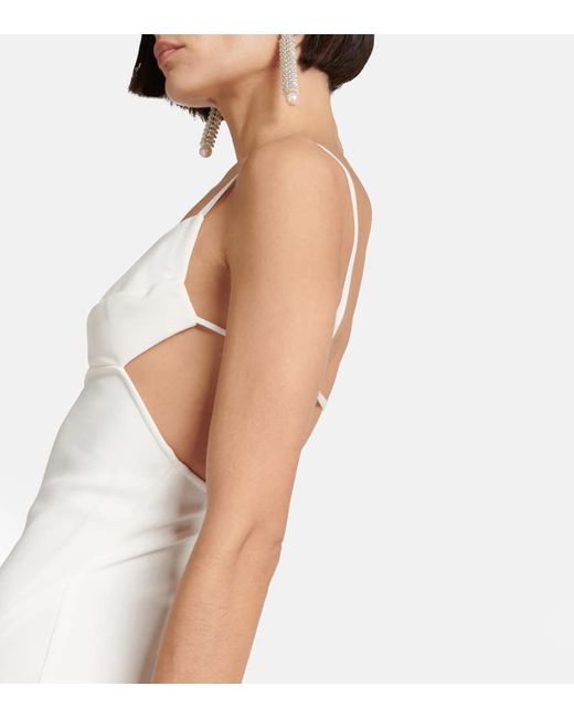 Nensi Dojaka White Bridal Robe Aus Crepe