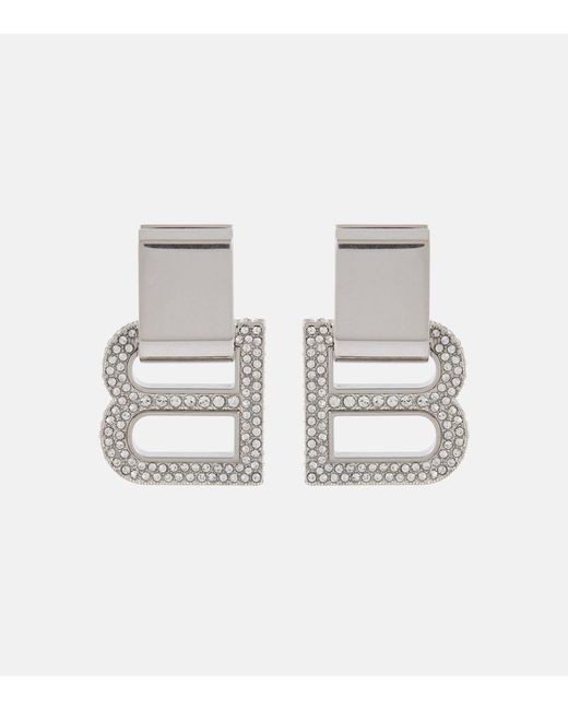 Balenciaga Hourglass Embellished Earrings in Metallic | Lyst