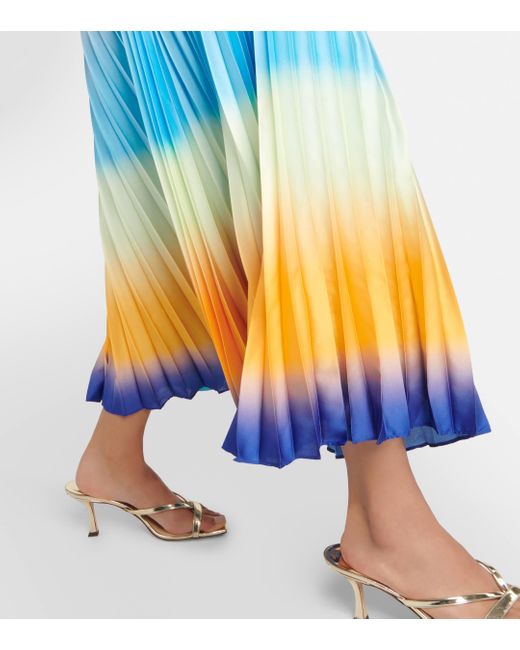 Jonathan Simkhai Blue Annita Halterneck Pleated Midi Dress