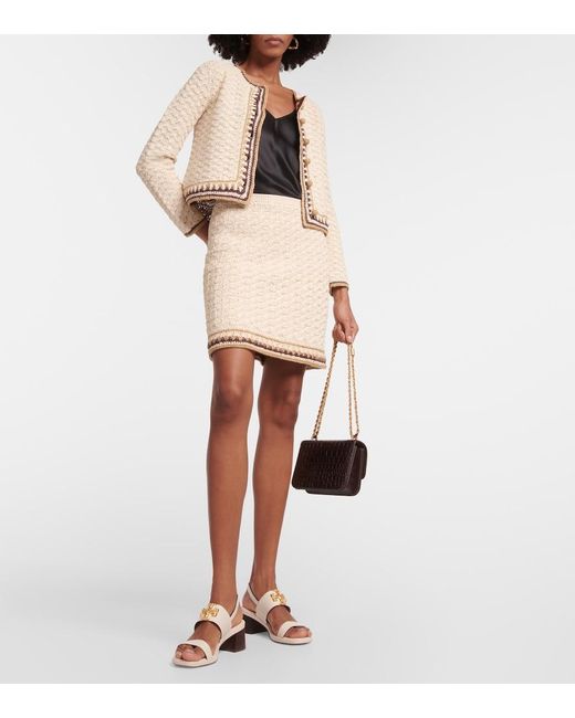 Tory Burch Natural High-Waisted Knitted Skirt