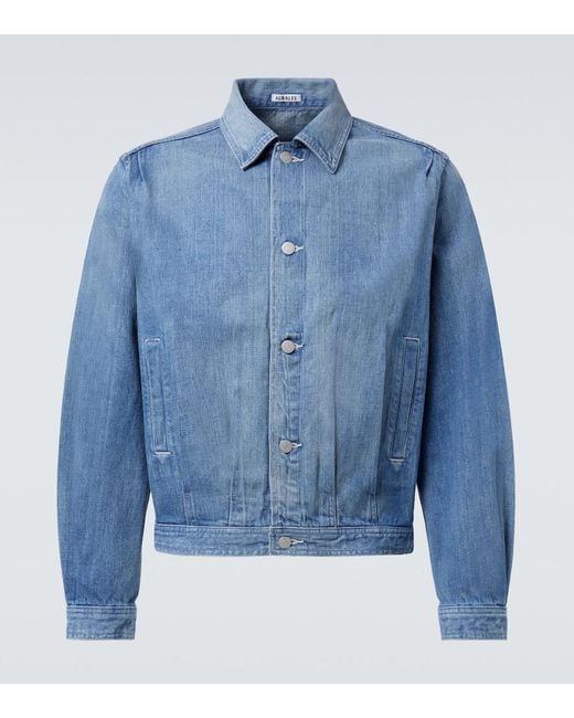 Auralee Blue Faded Denim Jacket for men
