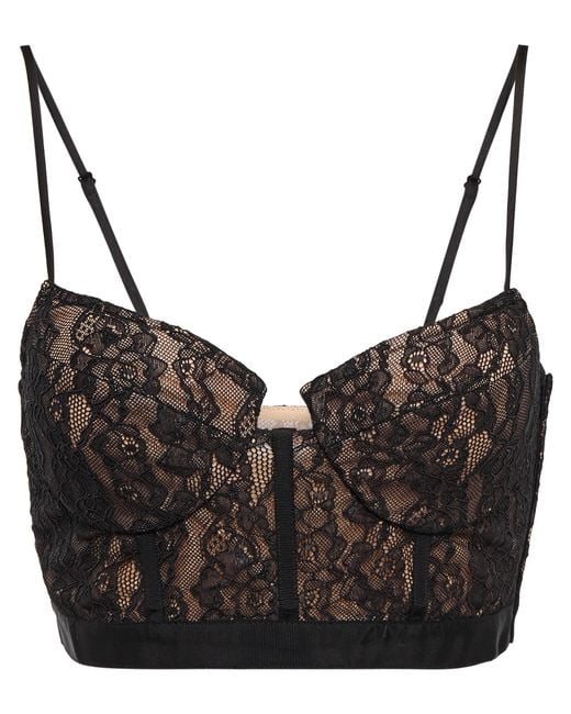 Jonathan Simkhai Shirley Lace Bustier Crop Top in Black | Lyst