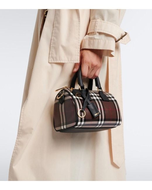Burberry Black Check Mini Canvas Bowling Bag
