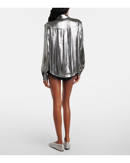 Self-Portrait Gray Metallic Shirt