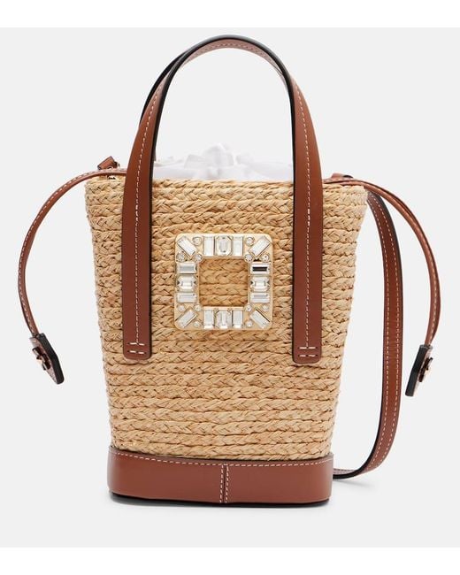 Sac Seau Rv Skate Mini En Raphia Roger Vivier en coloris Brown