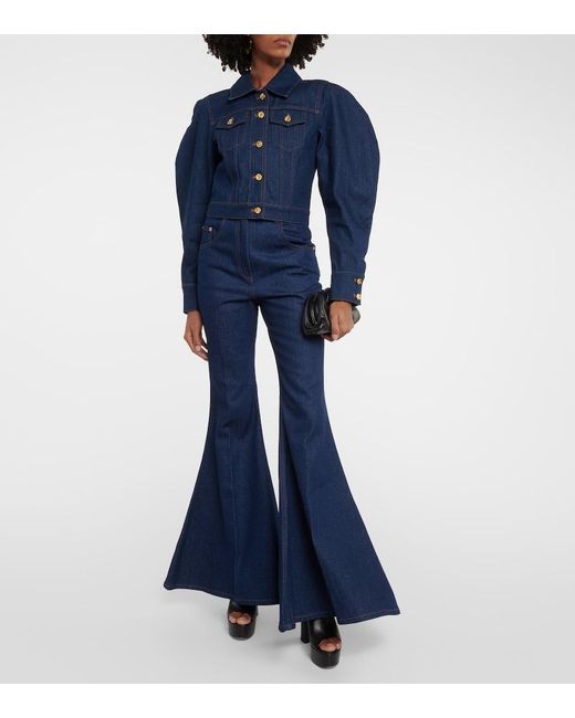 Nina Ricci Blue High-Rise Flared Jeans