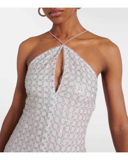 ROTATE BIRGER CHRISTENSEN White Maxikleid Mit Pailletten