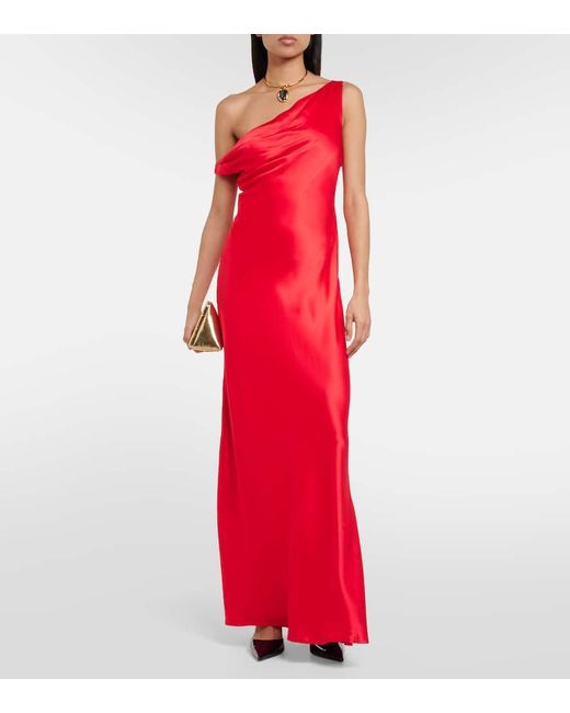 Staud Red Satin Ashanti Dress
