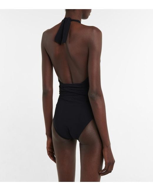 Karla Colletto Black Cutout Halterneck Swimsuit