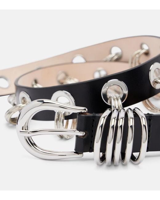 DEHANCHE Black Revenge Ring-Detail Leather Belt