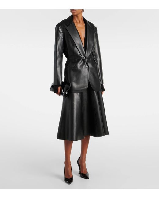 Norma Kamali Black Oversized Faux Leather Blazer