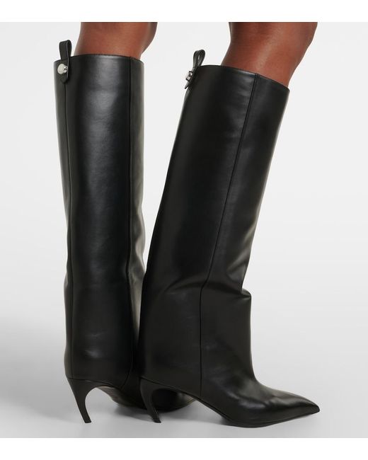 The Attico Black Lea Leather Knee-High Boots