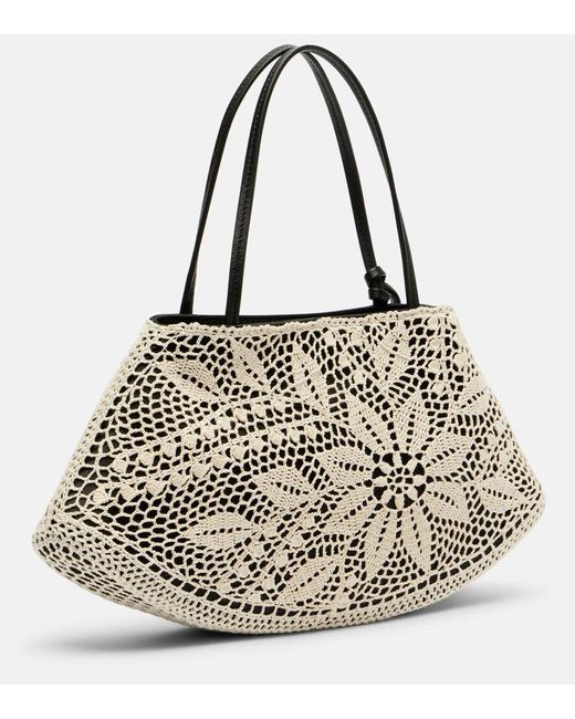 Magda Butrym Black Maya Small Crochet Leather-Trimmed Shoulder Bag