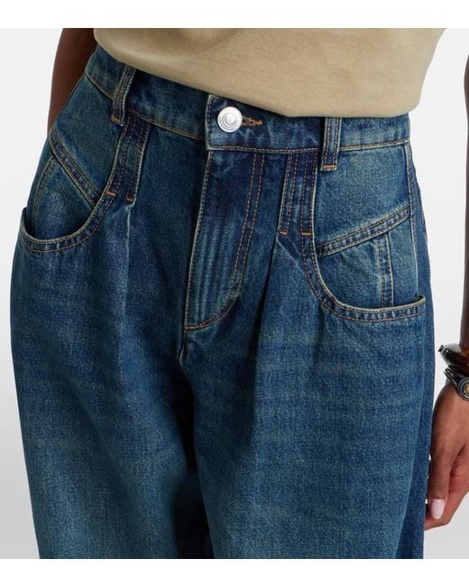 Isabel Marant Blue Lishaga Barrel-Leg Jeans
