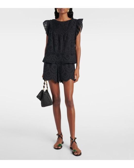 Poupette Black Cruse Broderie Anglaise Cotton Shorts