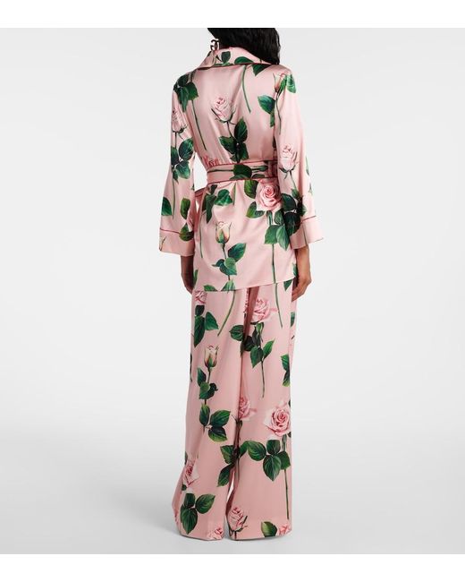 Dolce & Gabbana Pink Printed Silk Blouse Top