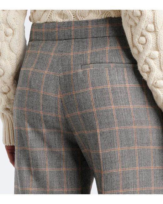 Stella McCartney Gray Checked Wool Wide-Leg Pants