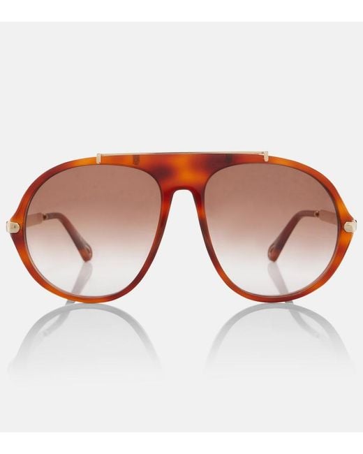 Chloé Brown Aly Aviator Sunglasses