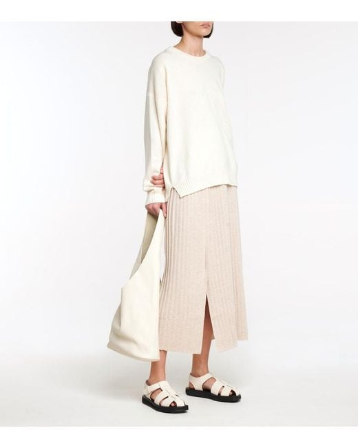 The Row White Fisherman Flat Leather Sandals