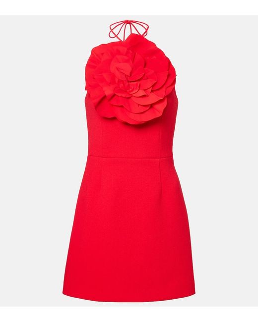 Rebecca Vallance Red Cameron Floral-Applique Crepe Minidress