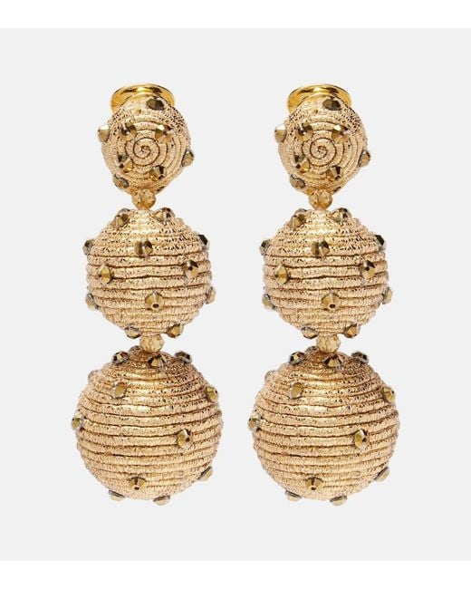 Oscar de la Renta Metallic Embellished Clip-On Earrings