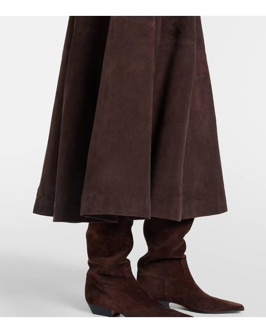 Falda Midi De Ante Rohe de color Brown