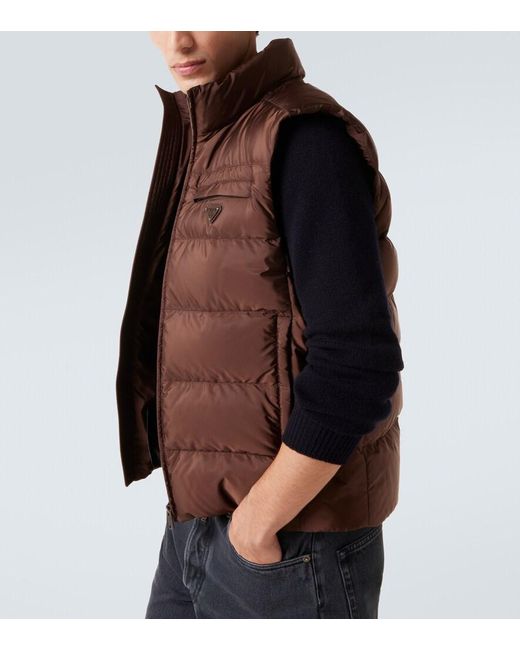 Prada Brown Re-Nylon Down Vest for men