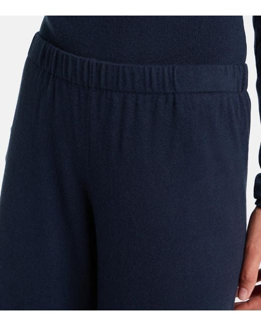 Lisa Yang Blue Aina Cotton And Cashmere Wide-Leg Pants