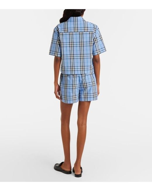 Burberry Blue Check Cotton Shorts