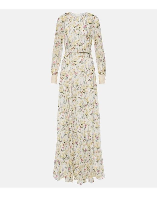 Max Mara White Ori Floral Silk Organza Gown