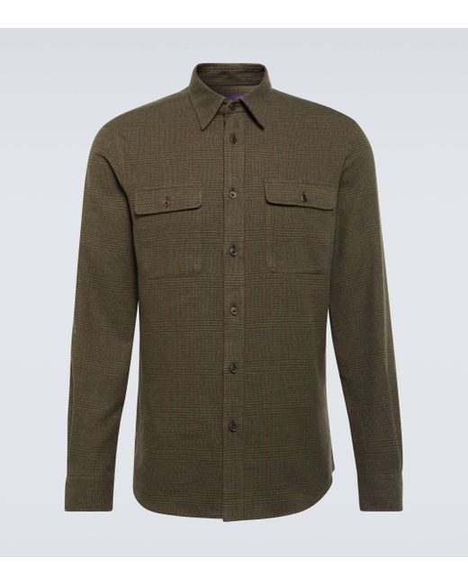 Ralph Lauren Purple Label Green Checked Cotton Shirt for men