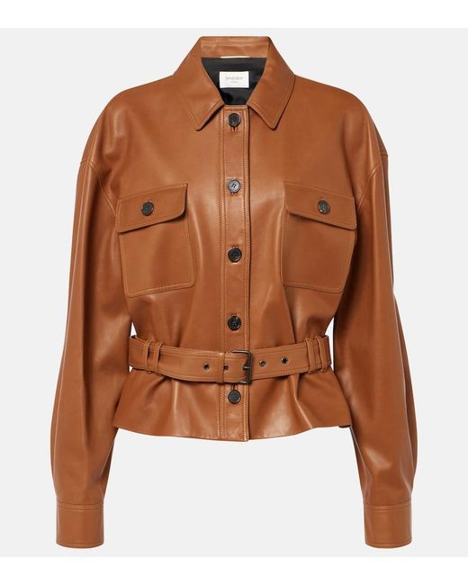 Saint Laurent Brown Saharienne Short Leather Jacket