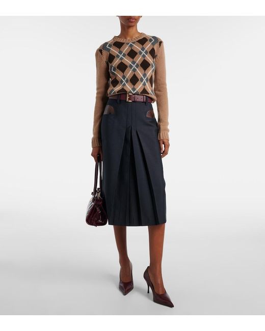 Prada Brown Argyle Cashmere Sweater