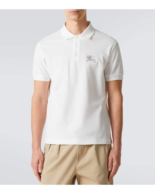 Burberry White Ekd Cotton Polo Shirt for men