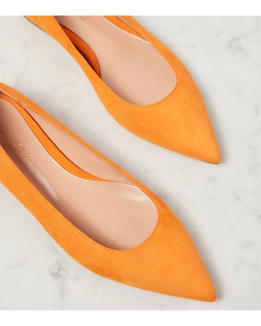 Gianvito Rossi Orange Gianvito Suede Ballet Flats