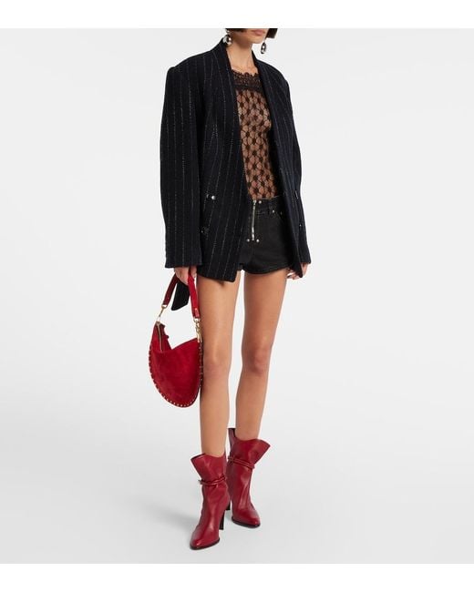 Isabel Marant Black Marlene Off-Shoulder Lace Top
