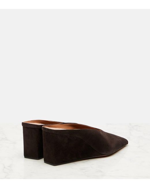 Alaïa Brown 75 Suede Point-Toe Wedge Mules