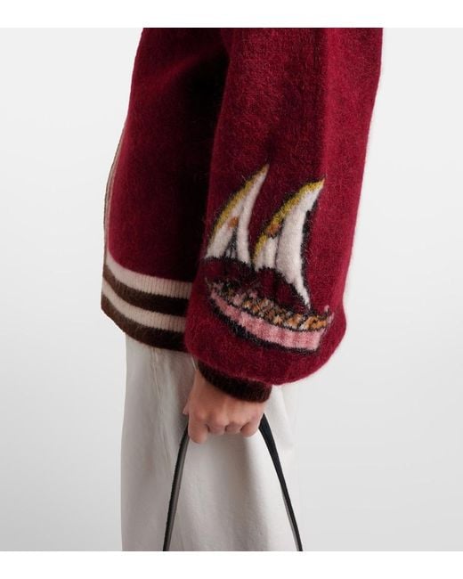 ALÉMAIS Red X Mokshini Mohair And Wool-Blend Cardigan