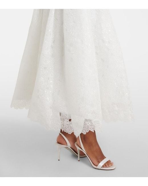 Costarellos White Lavinia Embroidered Organza Cocktail Dress