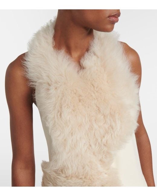 Totême  White Midikleid Aus Cady Mit Shearling