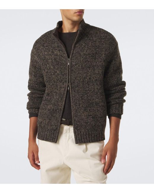 LeKasha Gray Lamdu Cashmere Zip-Up Cardigan for men